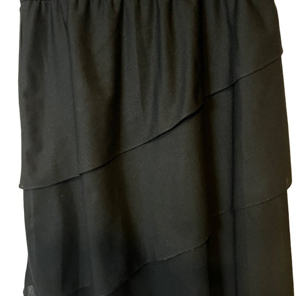 Vintage Miss Joni Dress Tiered Layer Ruffles Short Sleeve Black Career - Picture 3 of 11